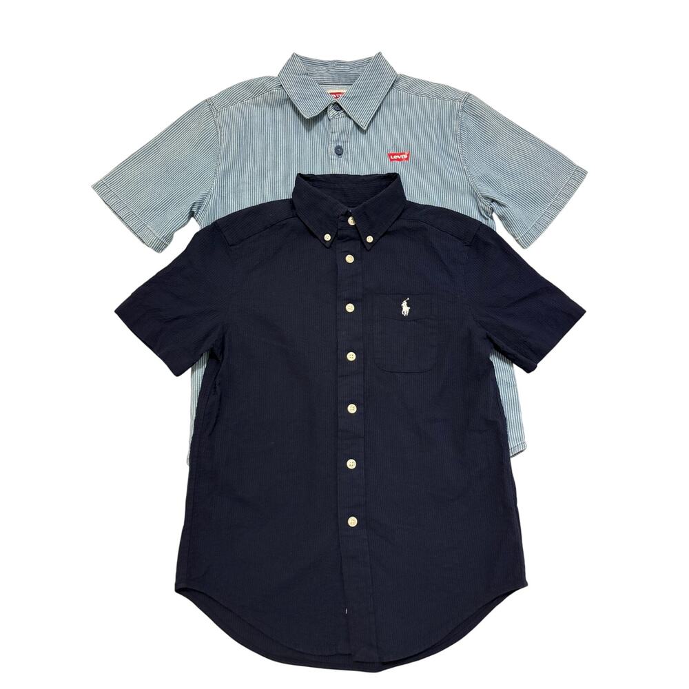 Lot of 2 Polo Ralph Lauren & Levi’s Boys Shirts Small Button Close Short Sleeve
